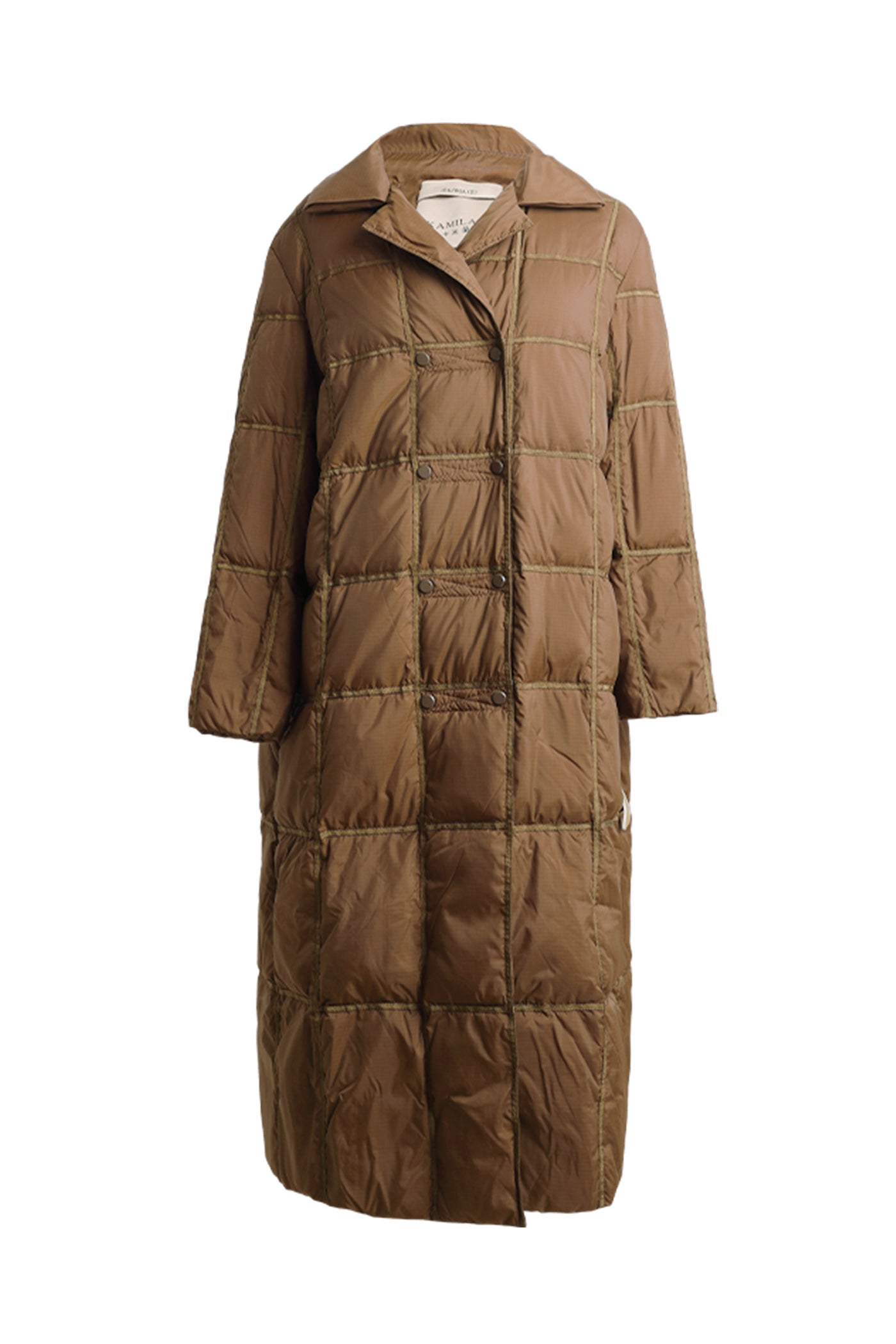 KAMILAN Quilted Down Coat with Structured Collar in a Mid-Length Silhouette