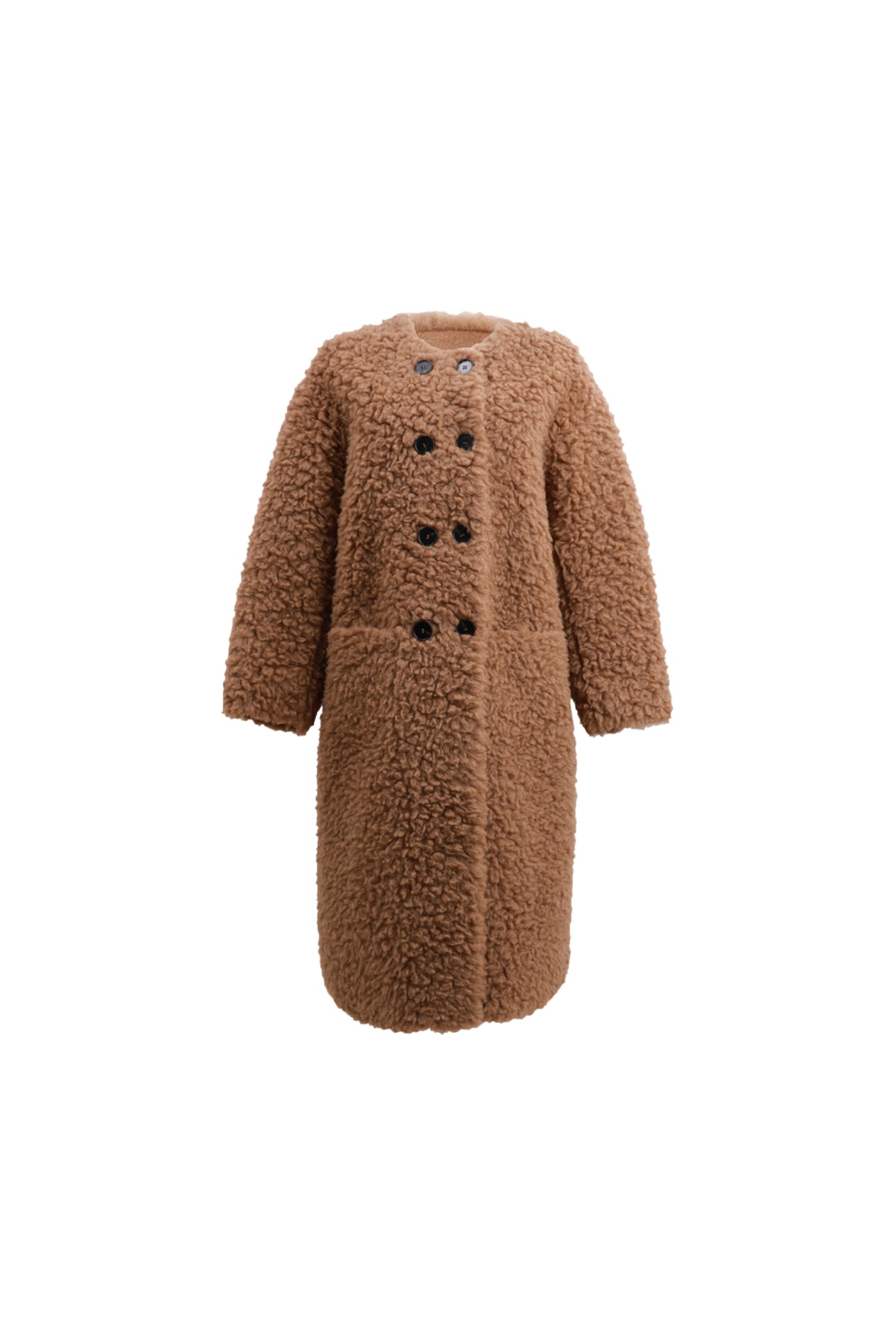 KAMILAN Women's Shearling Wool Coat – 2025 Winter New Mid-Length Warm Maillard Style Jacket