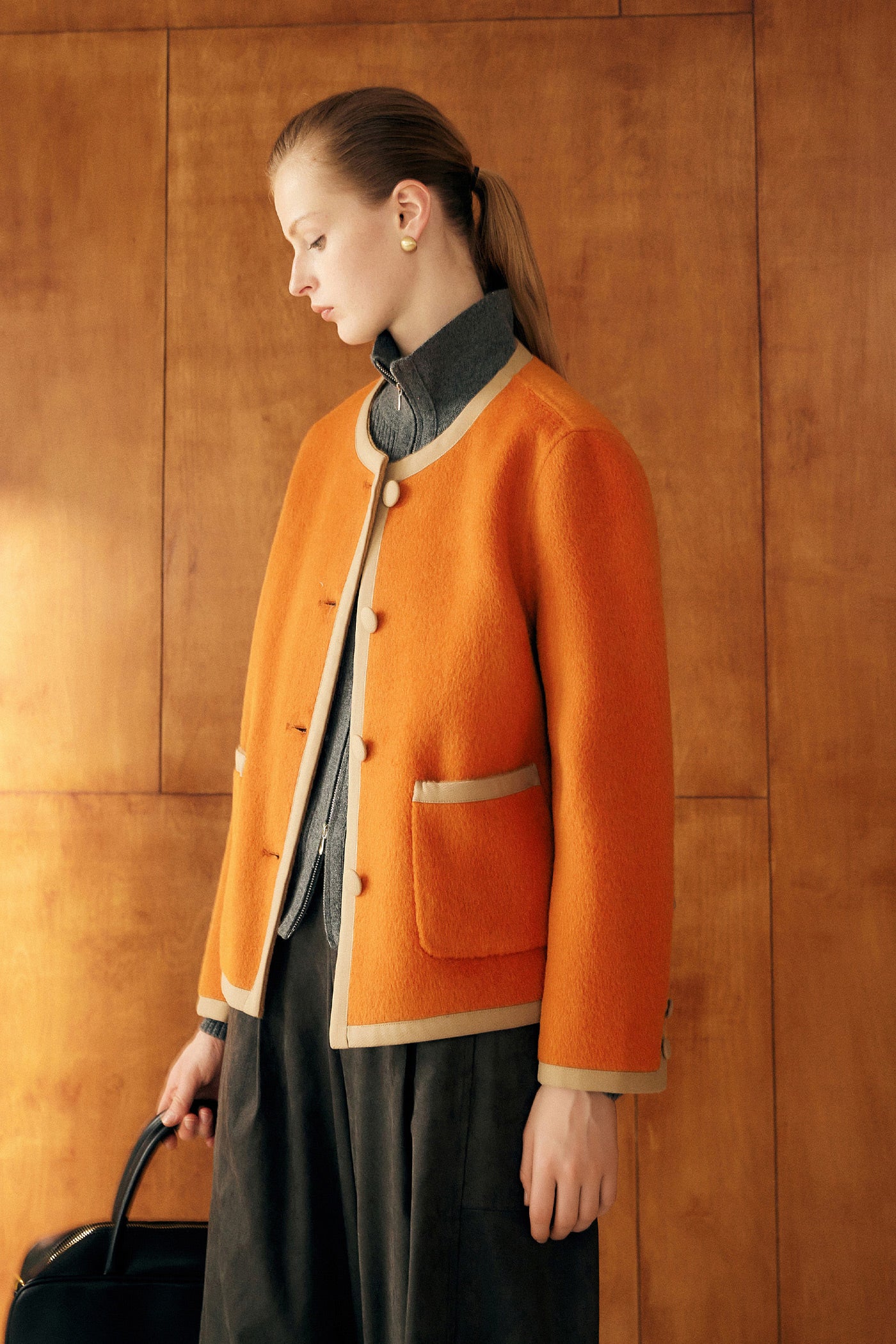 KAMILAN Women's Short Double-Faced Wool Coat – 2025 Autumn/Winter Collection, Loose Fit Long Sleeve Wool Jacket