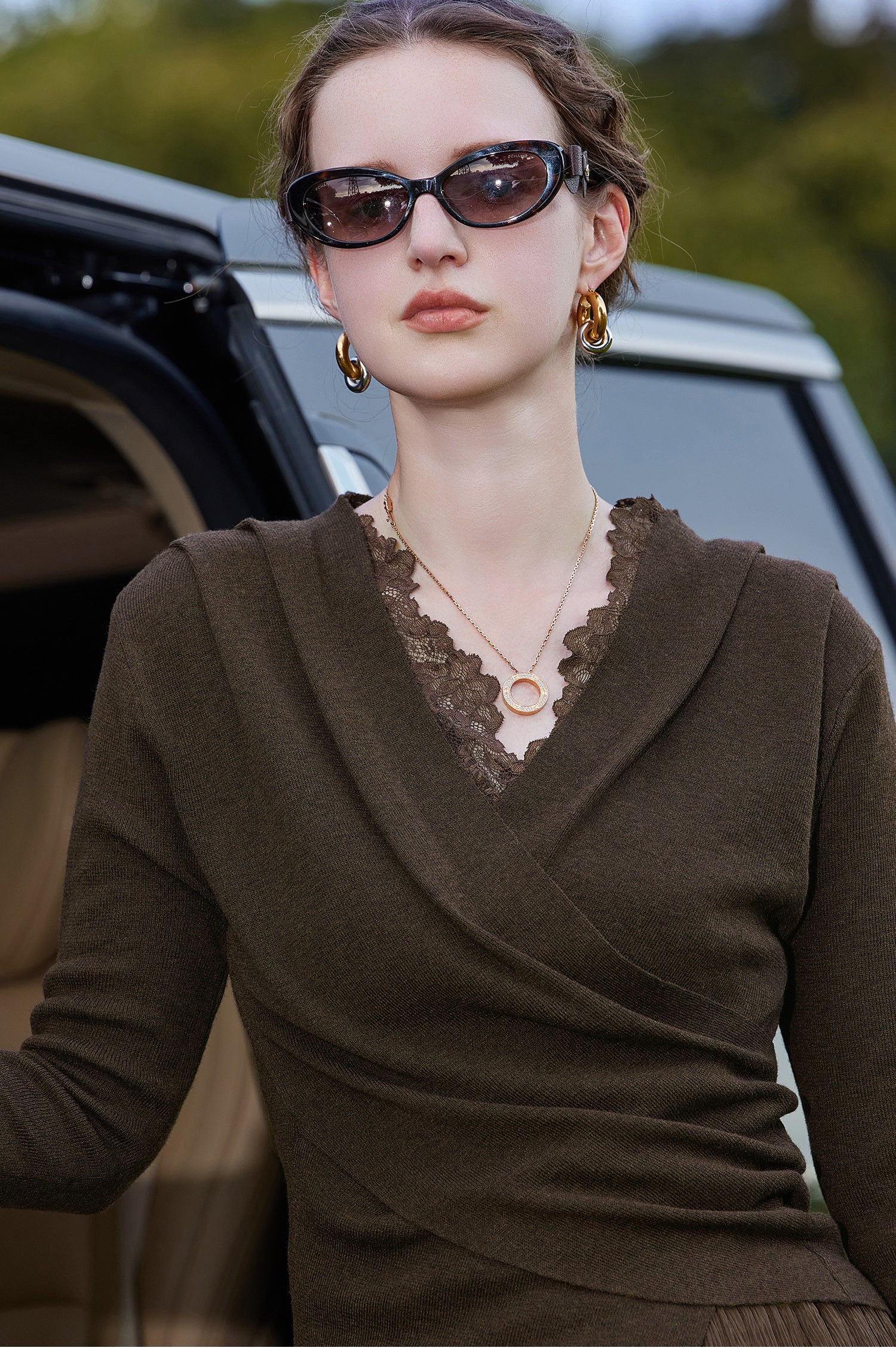 KAMILAN French-style unique design sweater for women, 2025 autumn new style, irregular bottom layer shirt, knitted top garment
