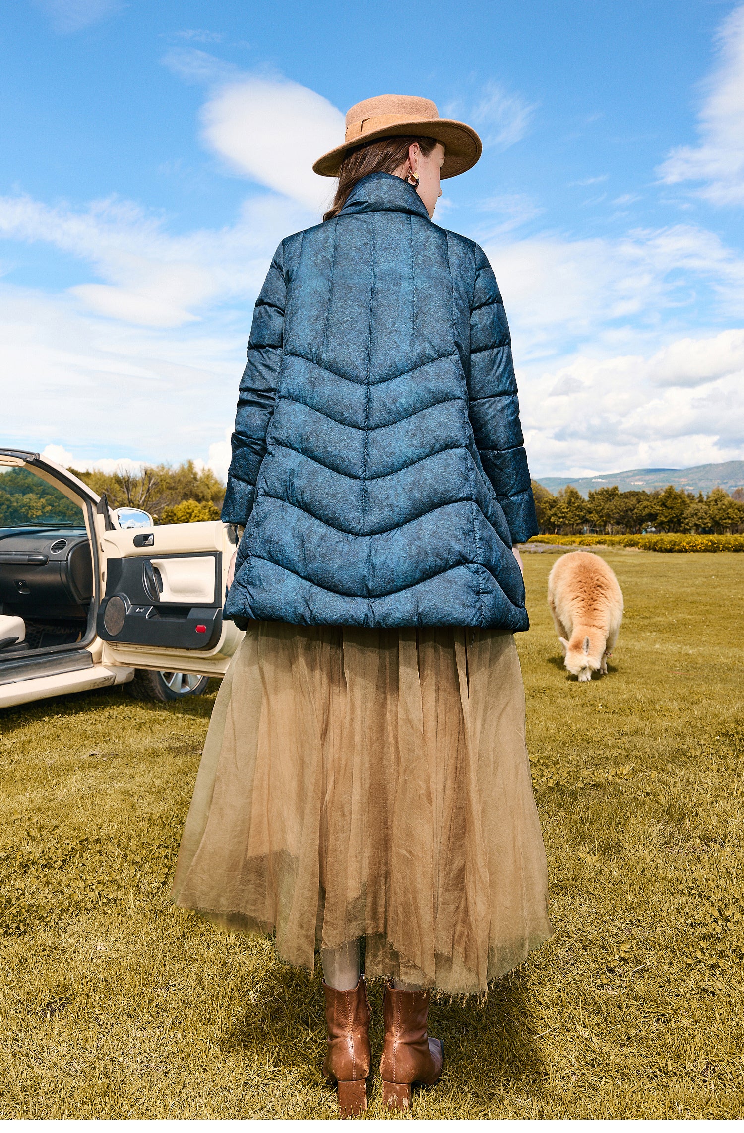 KAMILAN Women's Mid-Long White Goose Down Coat 2025 Winter New Cocoon-Style Warm Down Jacket